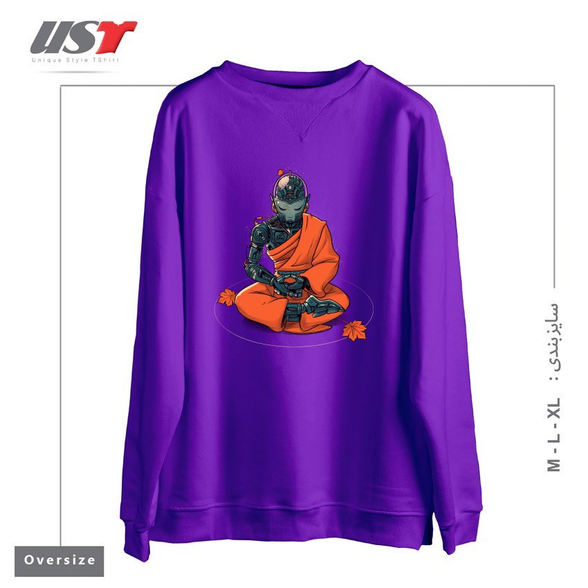 سوییشرت اورسایز طرح MEDITATION ROBOT MONK