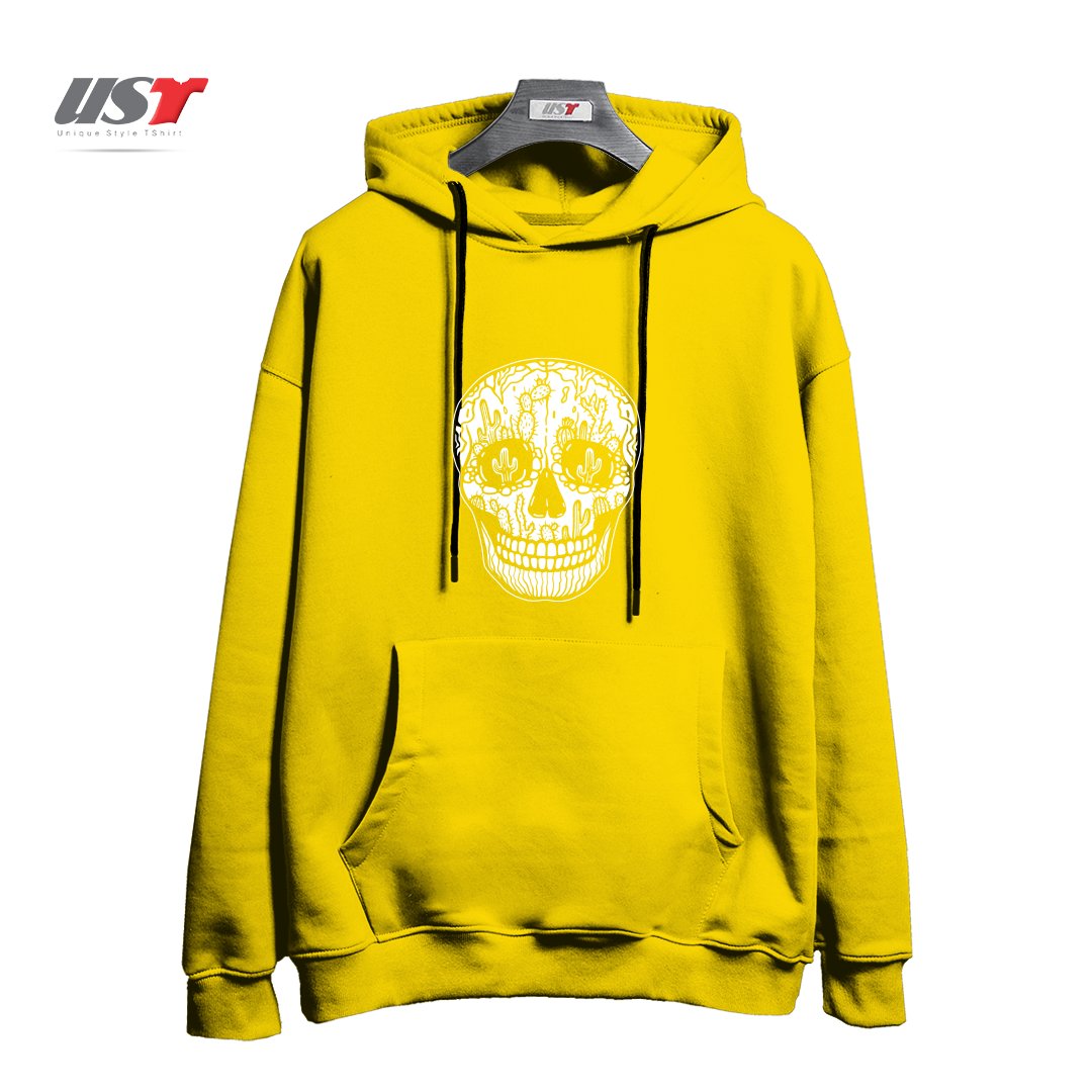 هودی اورسایز طرح CACTI SKULL (WHITE)