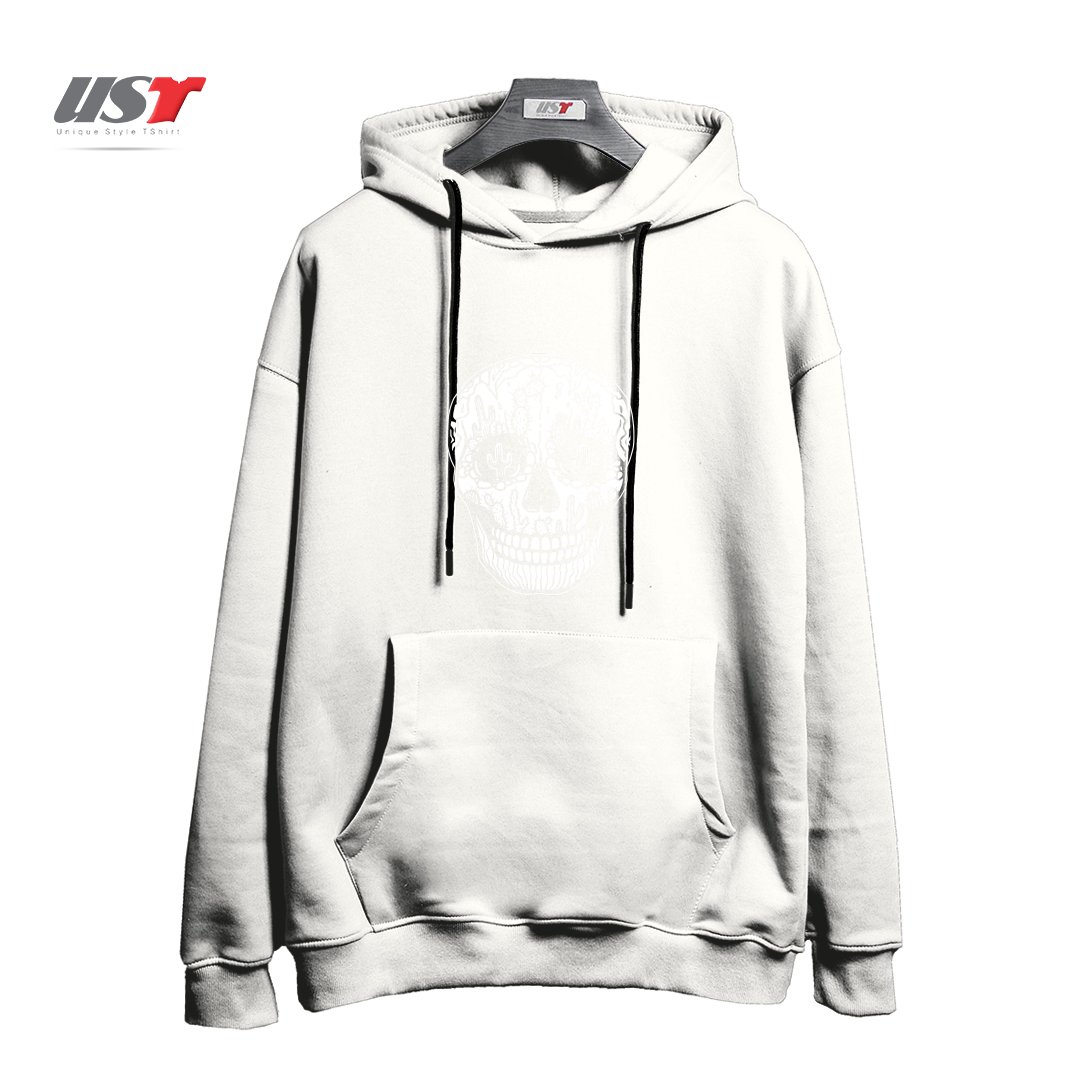 طرح CACTI SKULL (WHITE) هودی اورسایزرنگ سفید