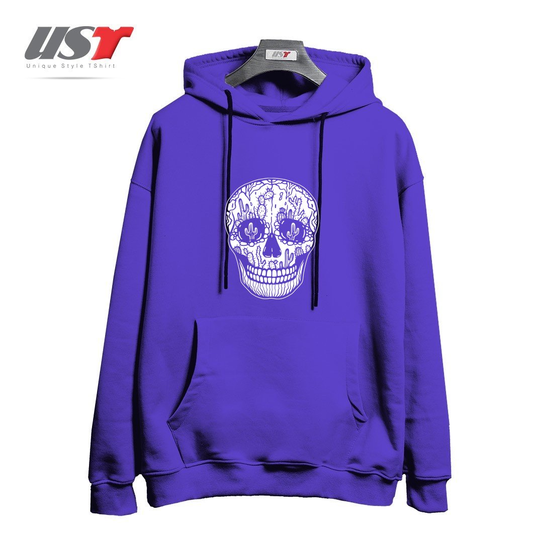 طرح CACTI SKULL (WHITE) هودی اورسایزرنگ بنفش