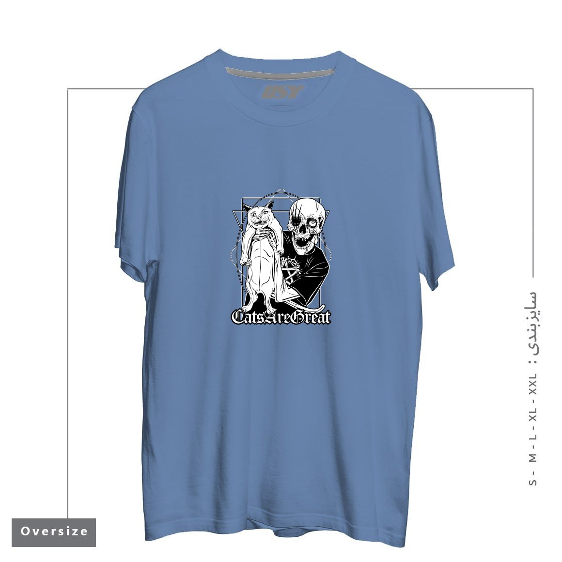 طرح CATS ARE GREAT تیشرت اورسایزرنگ آبی نفتی