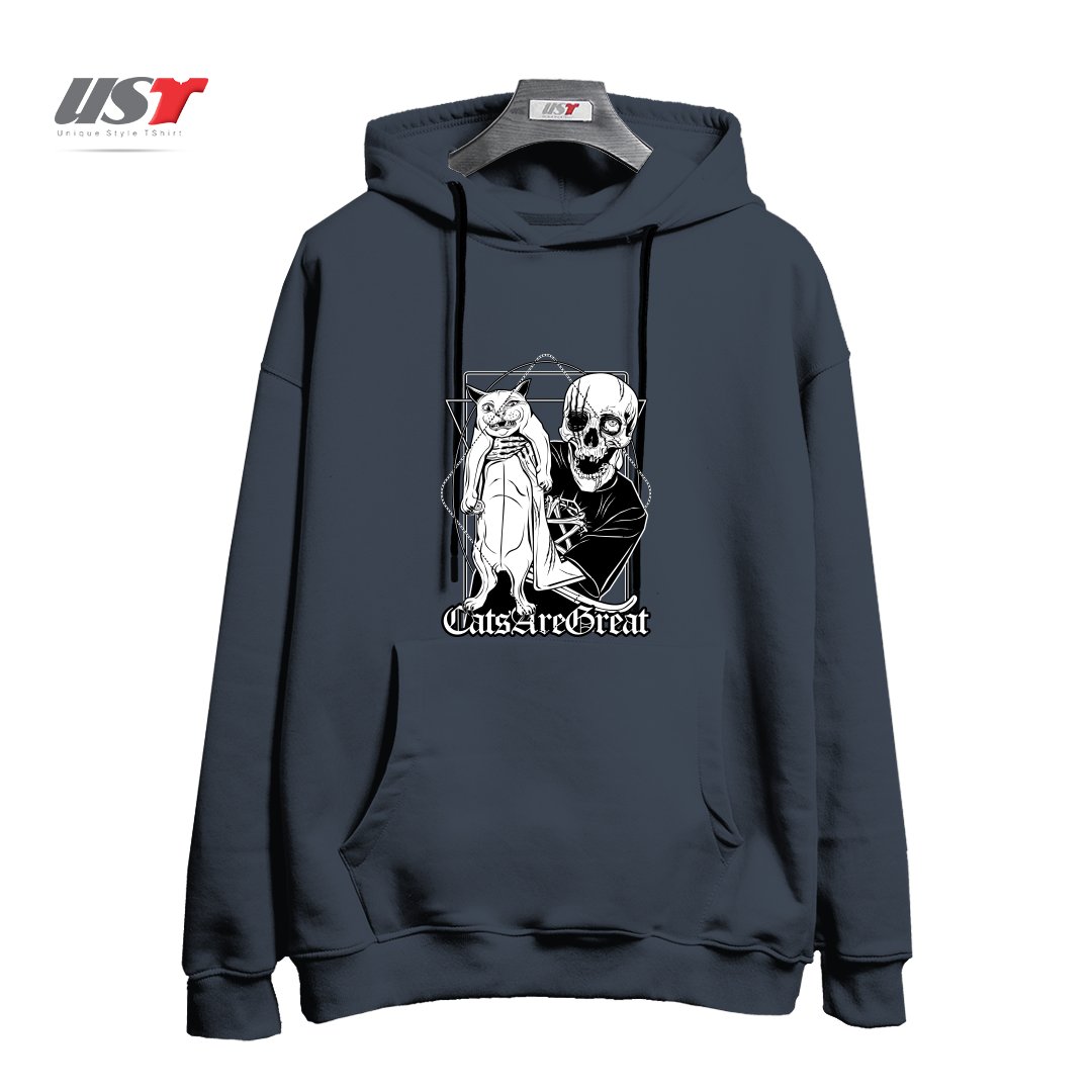 طرح CATS ARE GREAT هودی اورسایزرنگ دودی