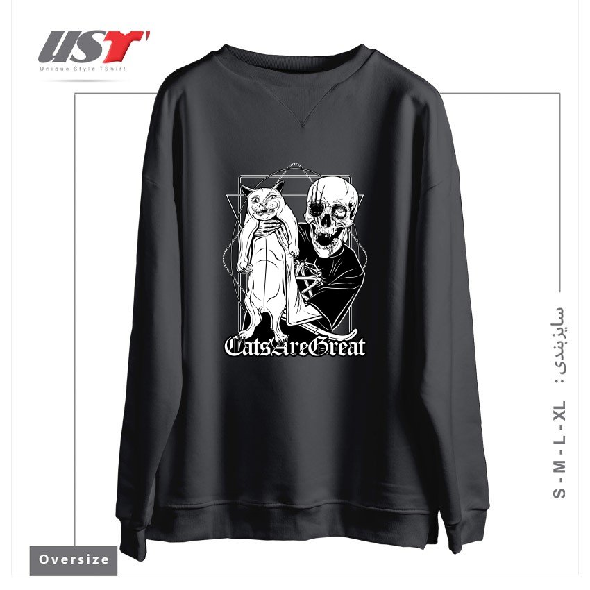 سوییشرت اورسایز طرح CATS ARE GREAT