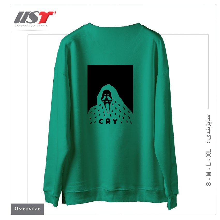 طرح CRY سوییشرت اورسایزرنگ سبز سدری