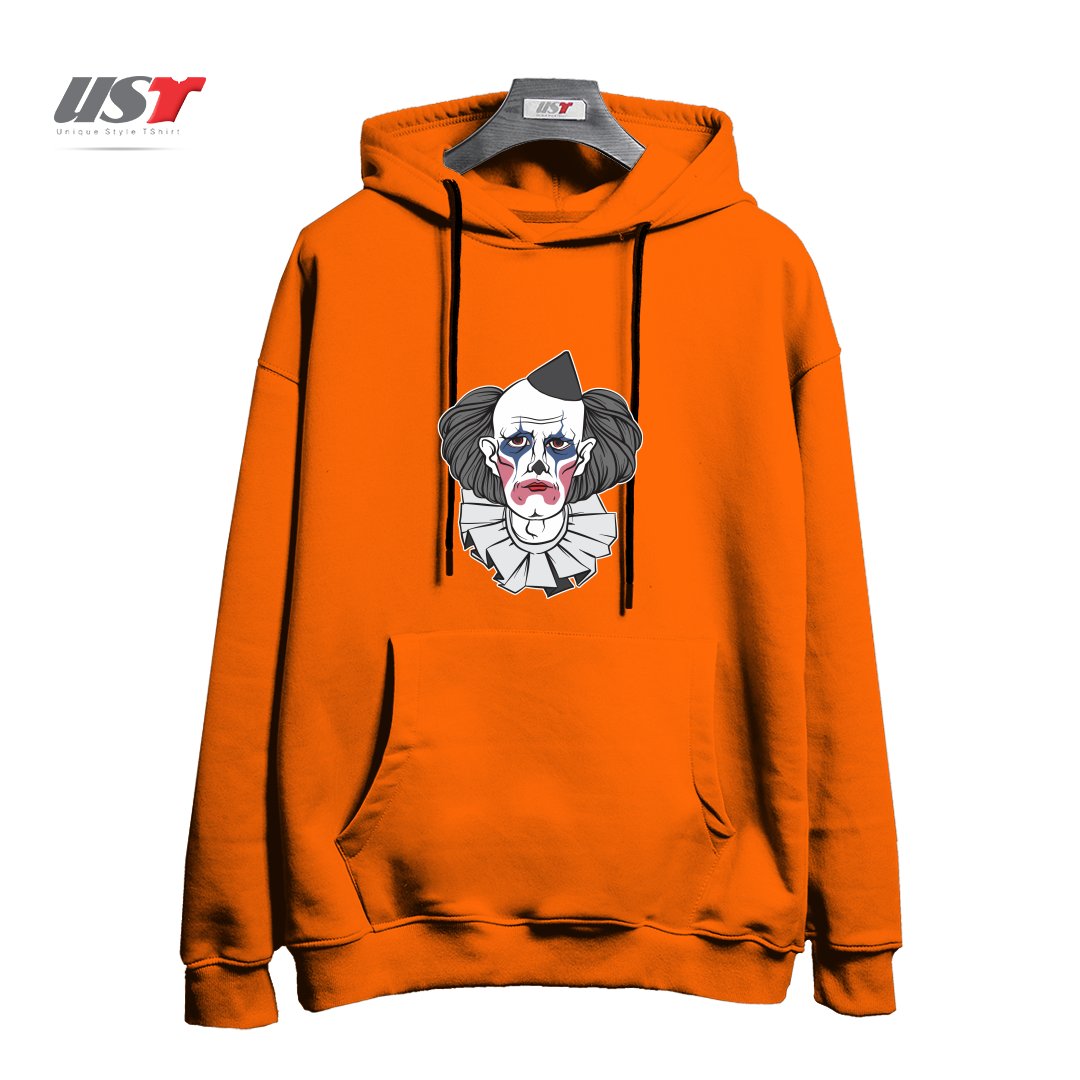 طرح CREEPY CLOWN هودی اورسایزرنگ نارنجی