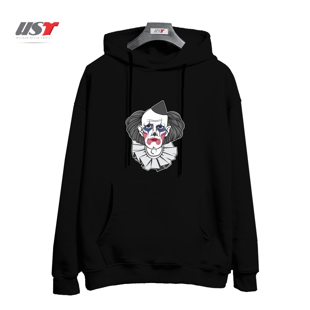 طرح CREEPY CLOWN هودی اورسایزرنگ مشکی