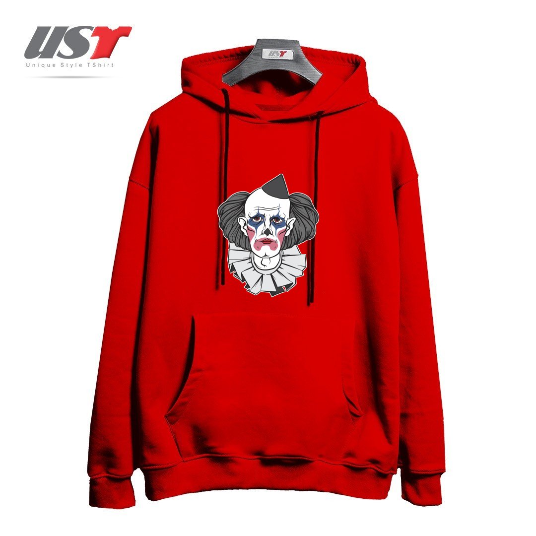 طرح CREEPY CLOWN هودی اورسایزرنگ قرمز