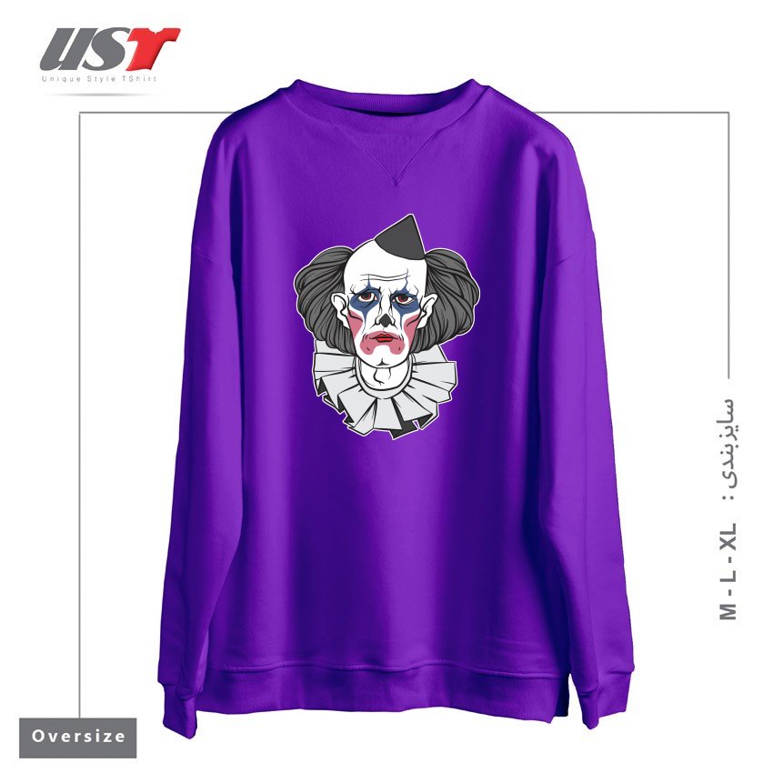 طرح CREEPY CLOWN سوییشرت اورسایزرنگ بنفش