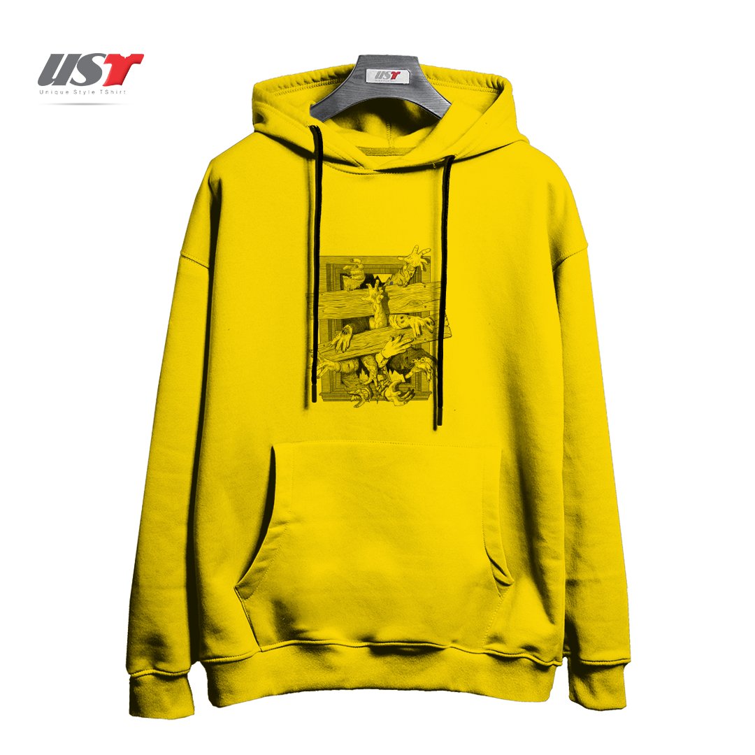 طرح ZOMBIES هودی اورسایزرنگ زرد