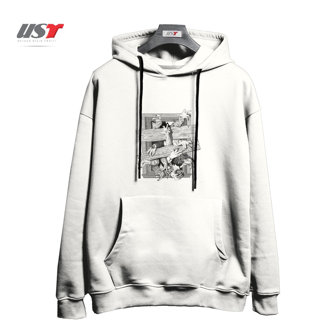 طرح ZOMBIES هودی اورسایزرنگ سفید