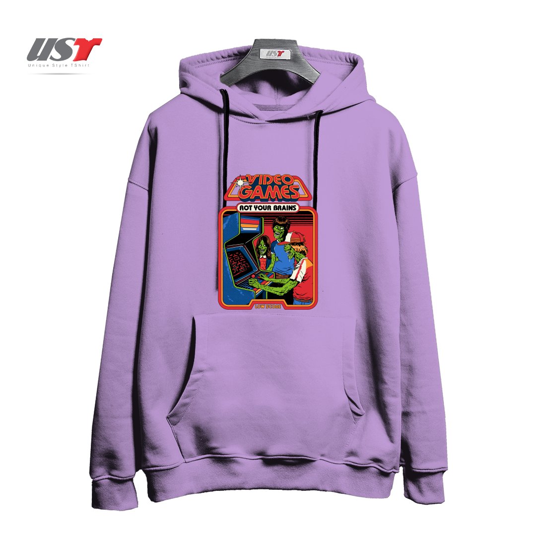 طرح VIDEO GAMES ROT YOUR BRAINS هودی اورسایزرنگ یاسی
