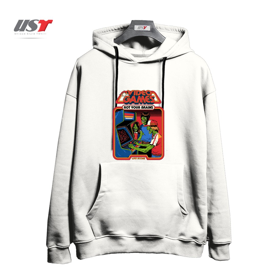 هودی اورسایز طرح VIDEO GAMES ROT YOUR BRAINS