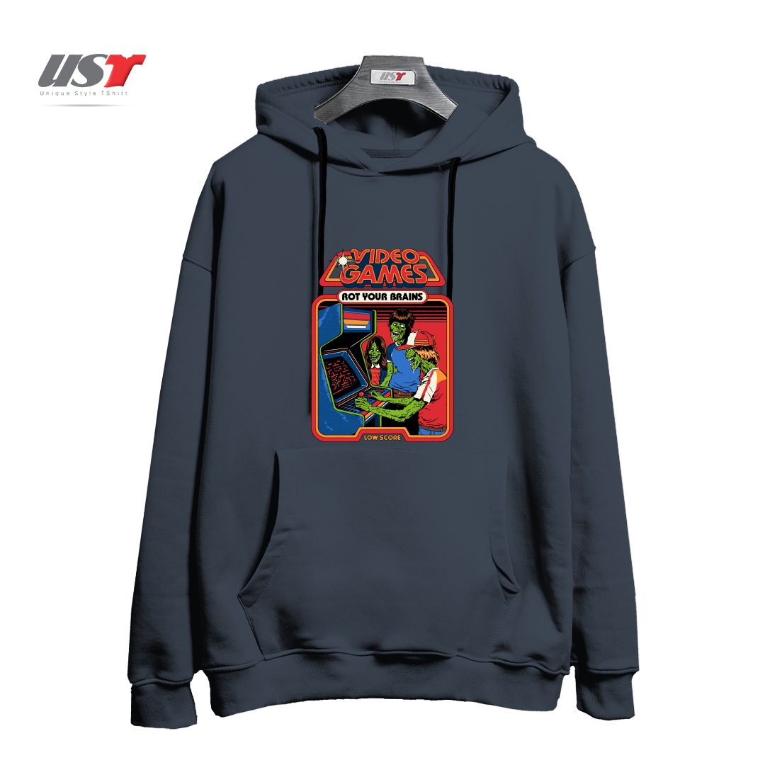 هودی اورسایز طرح VIDEO GAMES ROT YOUR BRAINS
