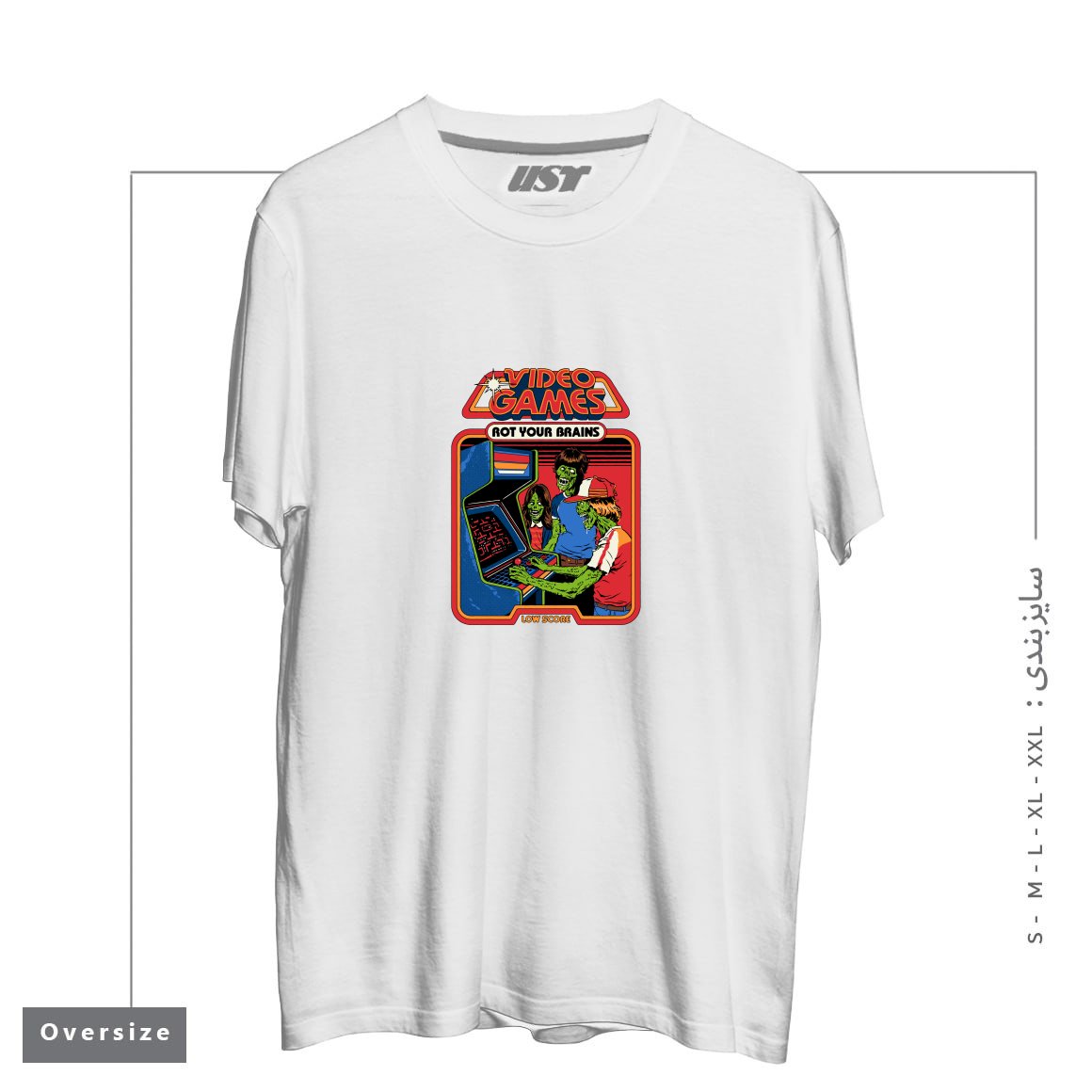 طرح VIDEO GAMES ROT YOUR BRAINS تیشرت اورسایزرنگ سفید