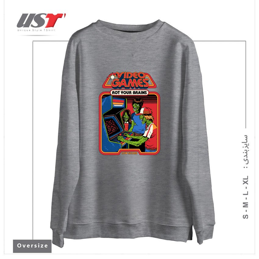 سوییشرت اورسایز طرح VIDEO GAMES ROT YOUR BRAINS