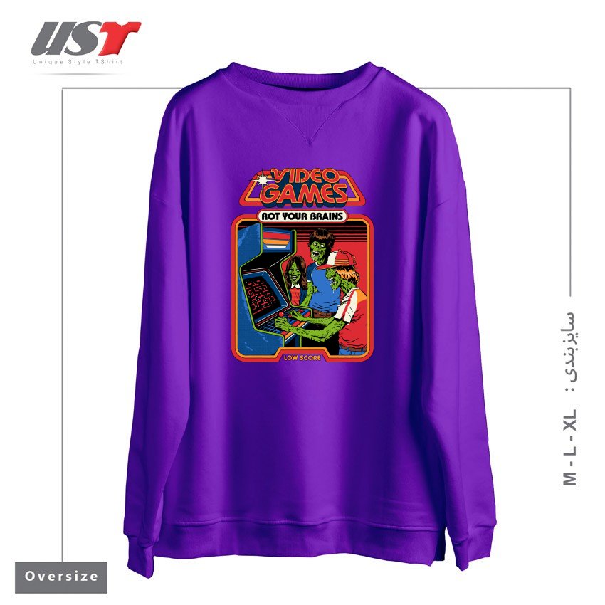 سوییشرت اورسایز طرح VIDEO GAMES ROT YOUR BRAINS