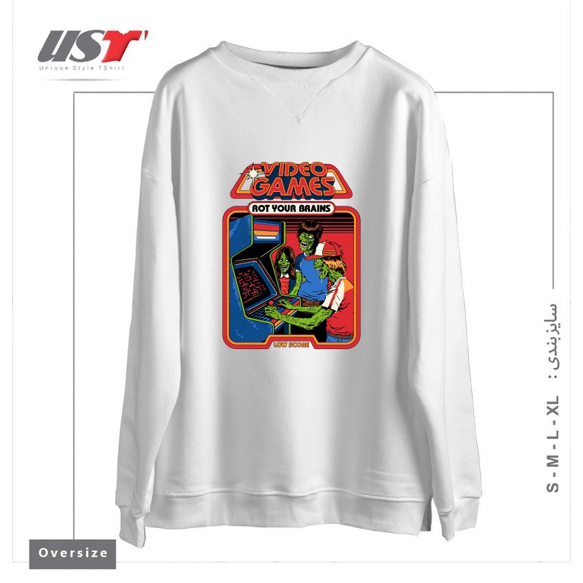 سوییشرت اورسایز طرح VIDEO GAMES ROT YOUR BRAINS