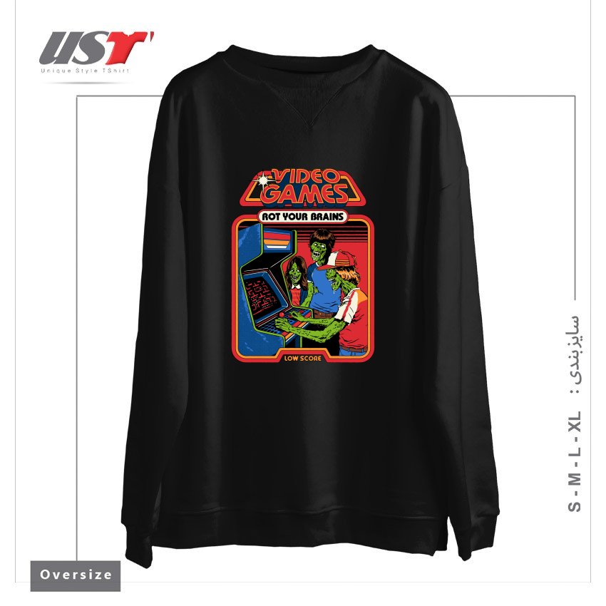 سوییشرت اورسایز طرح VIDEO GAMES ROT YOUR BRAINS