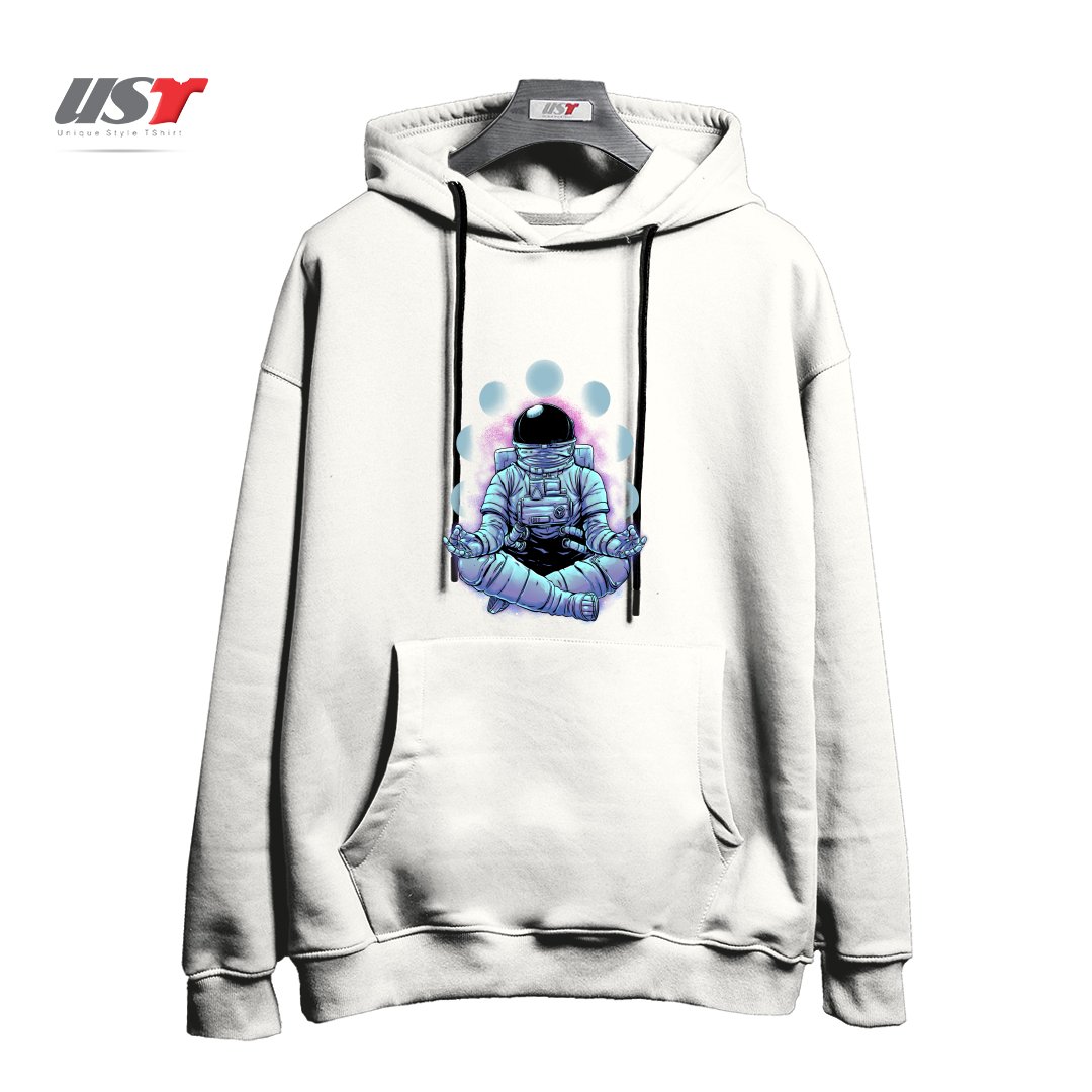 طرح MEDITATION هودی اورسایزرنگ سفید