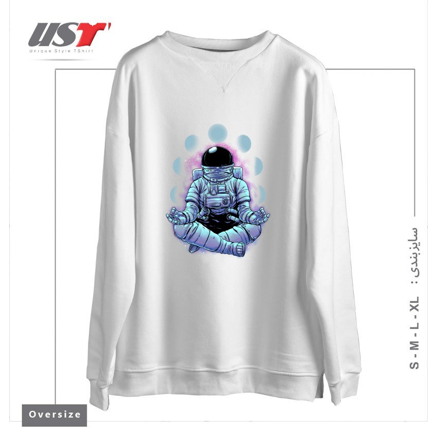 طرح MEDITATION سوییشرت اورسایزرنگ سفید