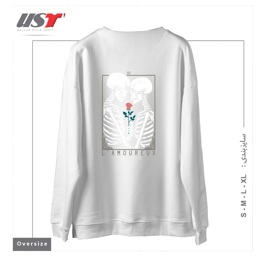 طرح VI THE LOVERS سوییشرت اورسایزرنگ سفید