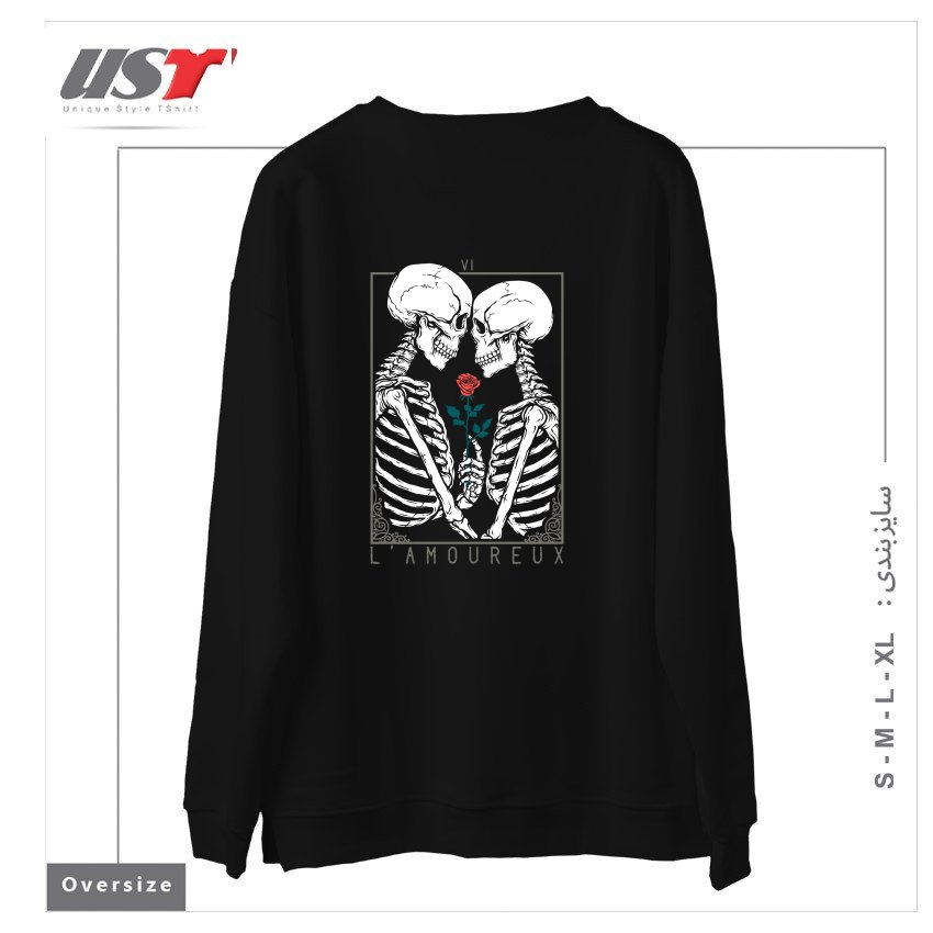 طرح VI THE LOVERS سوییشرت اورسایزرنگ مشکی