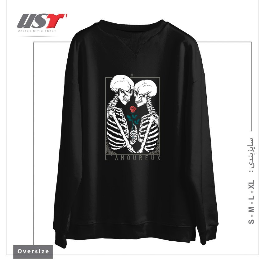 طرح VI THE LOVERS سوییشرت اورسایزرنگ مشکی