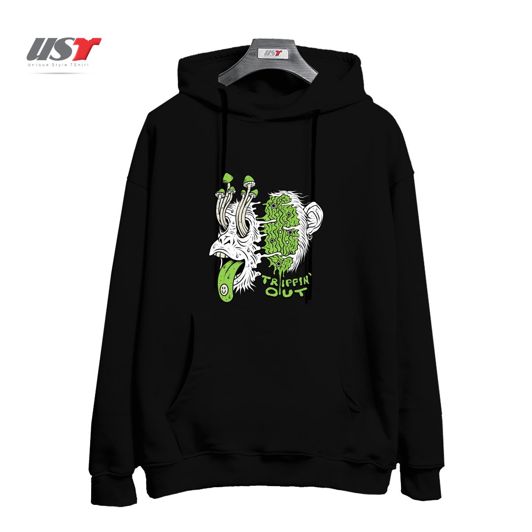 طرح TRIPPIN OUT هودی اورسایزرنگ مشکی