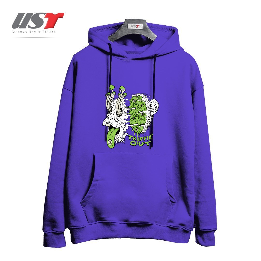 طرح TRIPPIN OUT هودی اورسایزرنگ بنفش