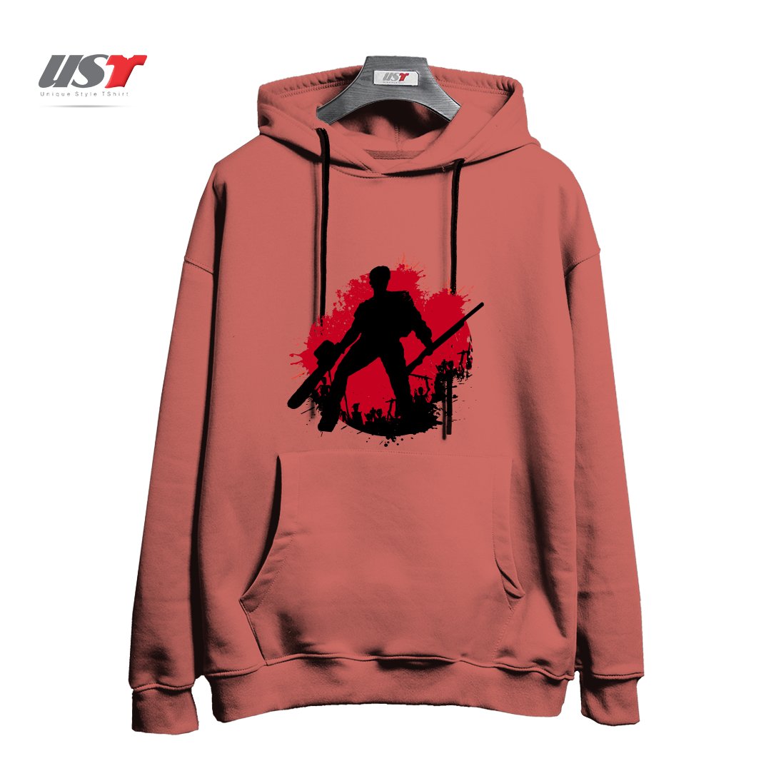 طرح DARK ARMY هودی اورسایزرنگ آجری