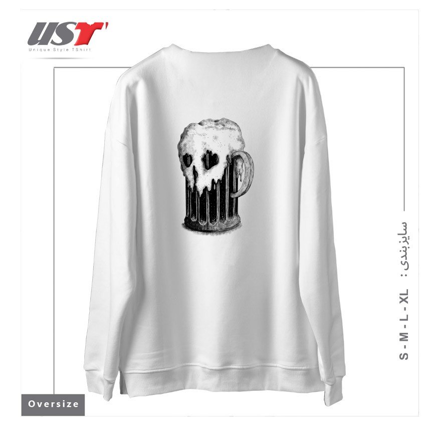 طرح DARK LAGER سوییشرت اورسایزرنگ سفید