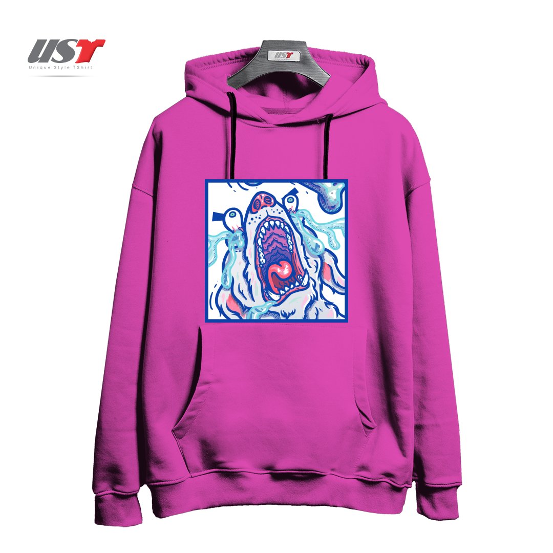 طرح DOGGY CUBE هودی اورسایزرنگ صورتی