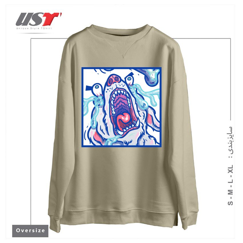 سوییشرت اورسایز طرح DOGGY CUBE