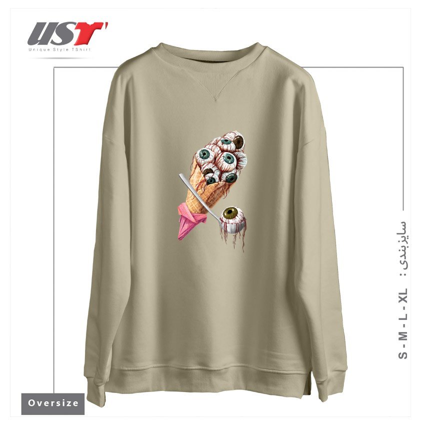 طرح EYESCREAM سوییشرت اورسایزرنگ نخودی