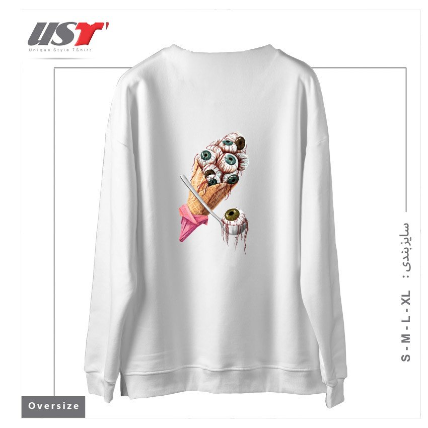 طرح EYESCREAM سوییشرت اورسایزرنگ سفید