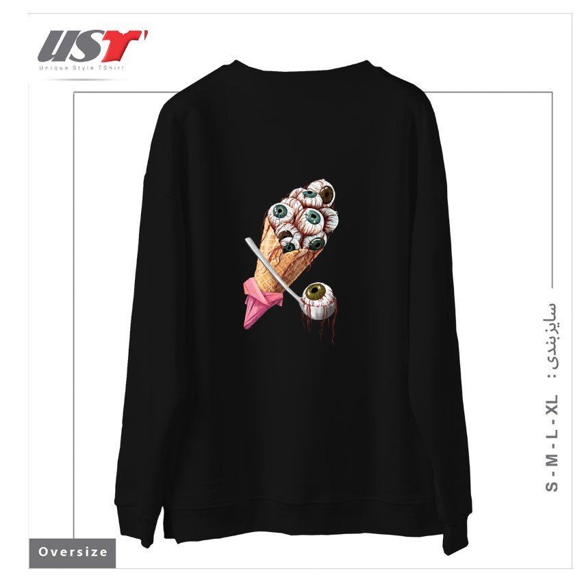 طرح EYESCREAM سوییشرت اورسایزرنگ مشکی