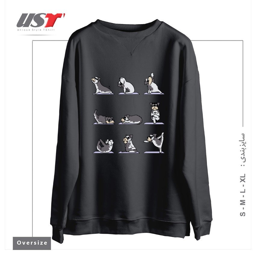 طرح MINIATURE SCHNAUZER YOGA سوییشرت اورسایزرنگ دودی
