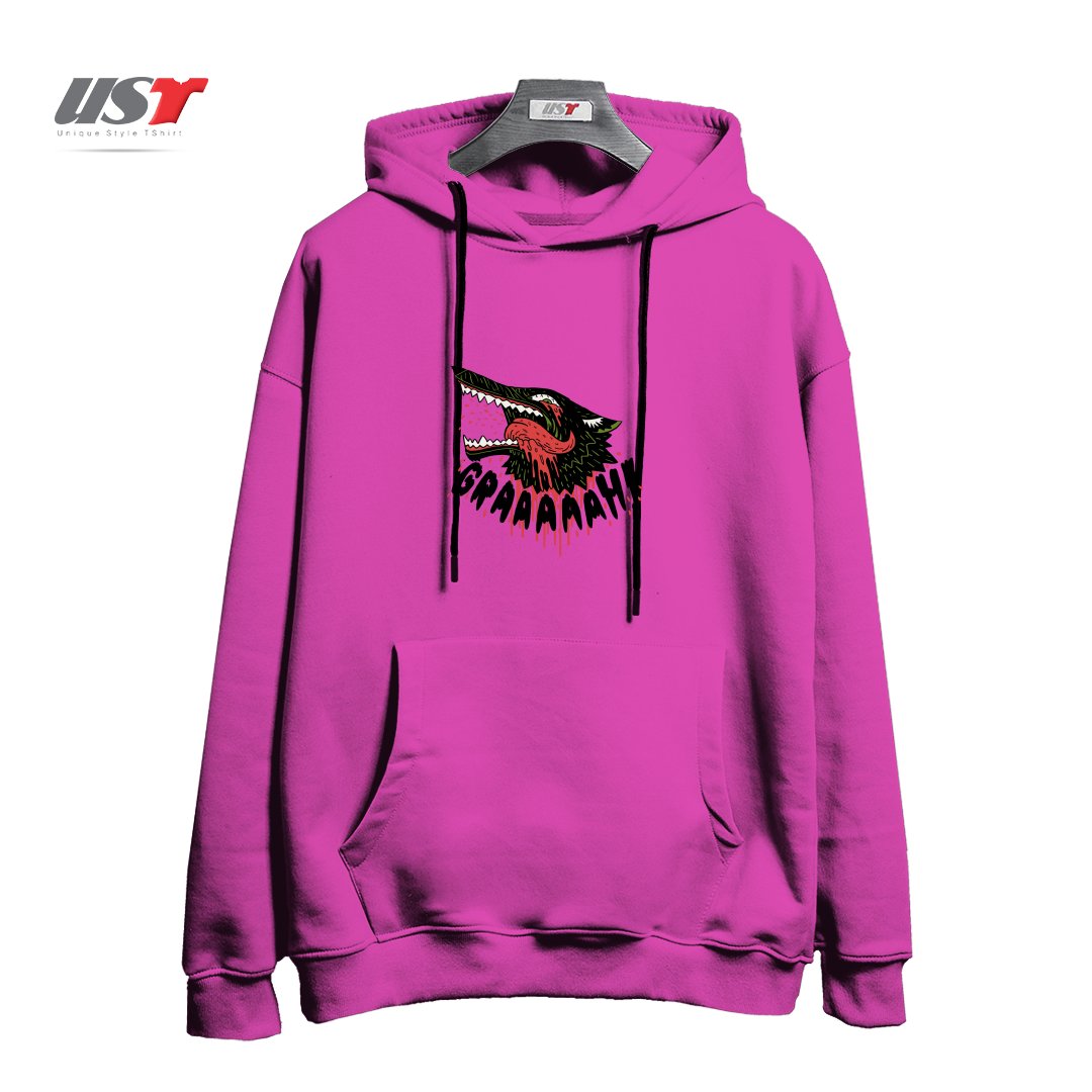 طرح GRAAAAAH! هودی اورسایزرنگ صورتی