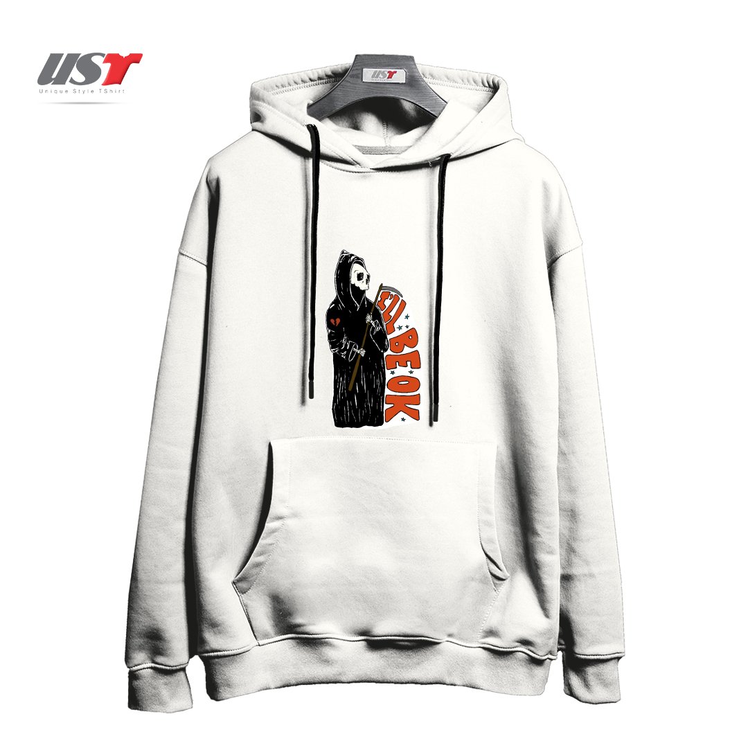 طرح GRIM REAPER HEARTBREAK هودی اورسایزرنگ سفید