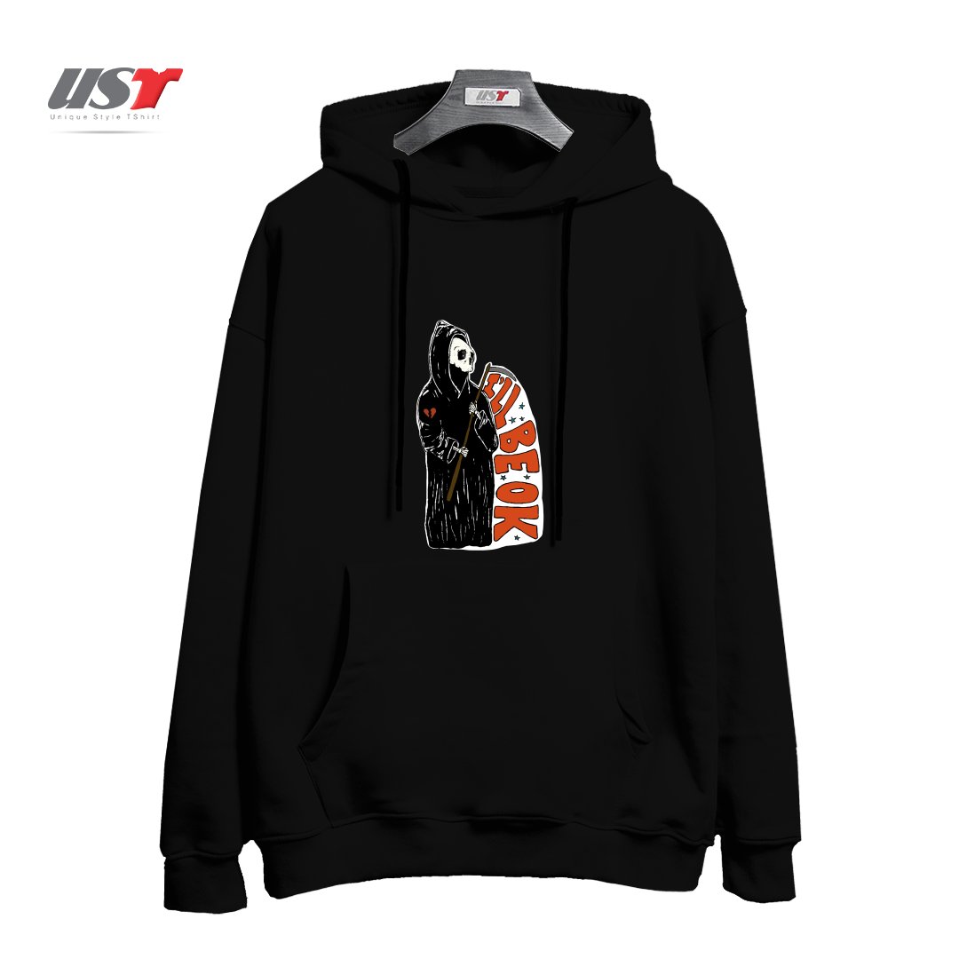 طرح GRIM REAPER HEARTBREAK هودی اورسایزرنگ مشکی