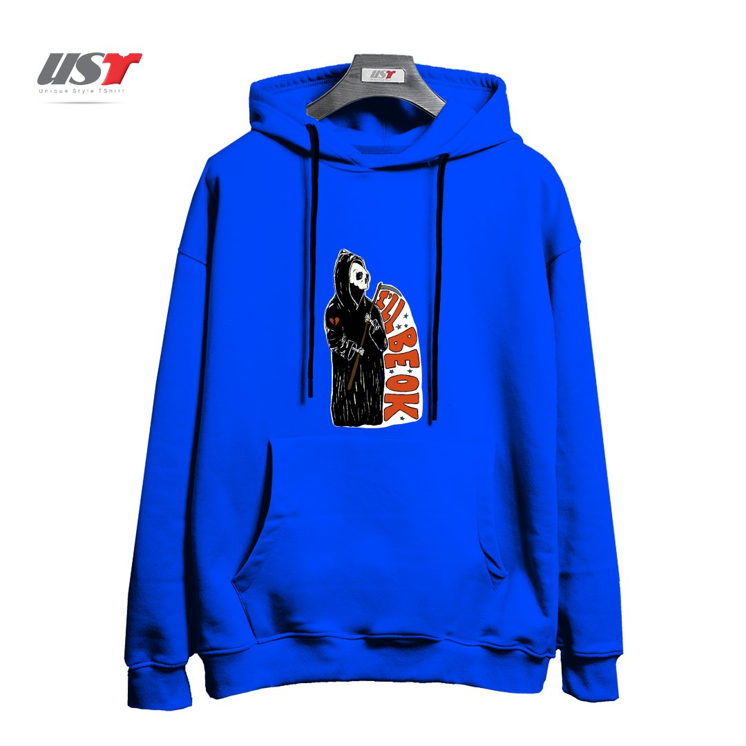 طرح GRIM REAPER HEARTBREAK هودی اورسایزرنگ آبی شالی