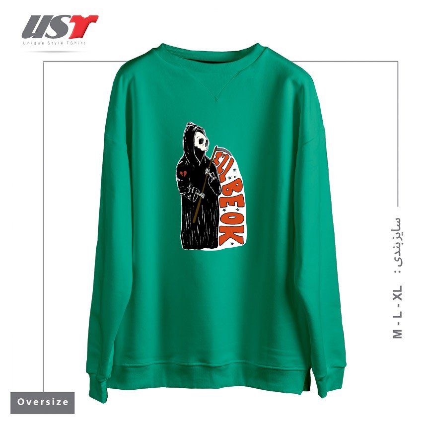 طرح GRIM REAPER HEARTBREAK سوییشرت اورسایزرنگ سبز سدری