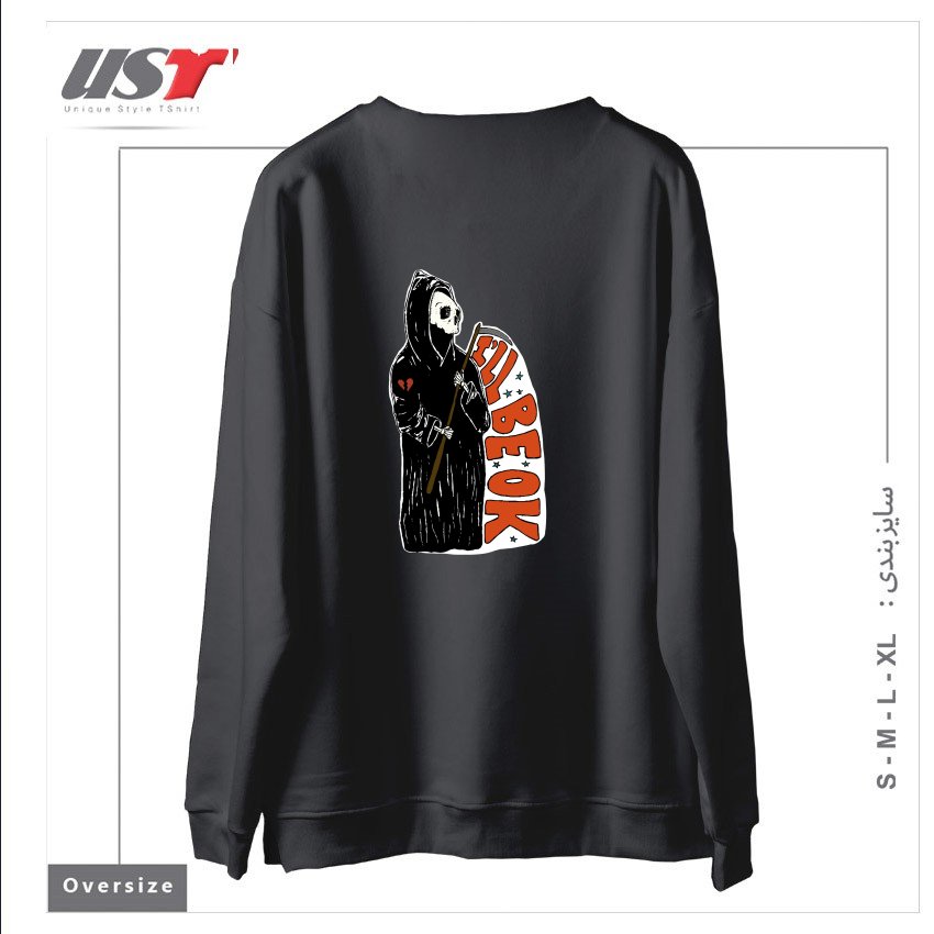 طرح GRIM REAPER HEARTBREAK سوییشرت اورسایزرنگ دودی