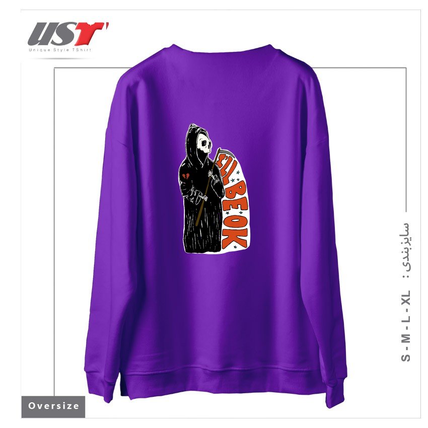 طرح GRIM REAPER HEARTBREAK سوییشرت اورسایزرنگ بنفش