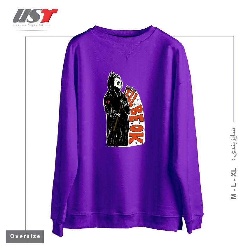 طرح GRIM REAPER HEARTBREAK سوییشرت اورسایزرنگ بنفش