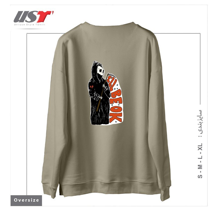 طرح GRIM REAPER HEARTBREAK سوییشرت اورسایزرنگ نخودی