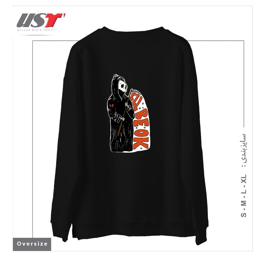 طرح GRIM REAPER HEARTBREAK سوییشرت اورسایزرنگ مشکی
