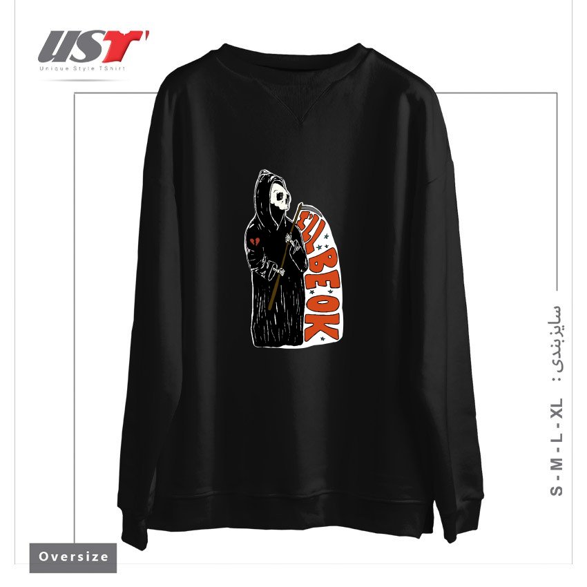 طرح GRIM REAPER HEARTBREAK سوییشرت اورسایزرنگ مشکی