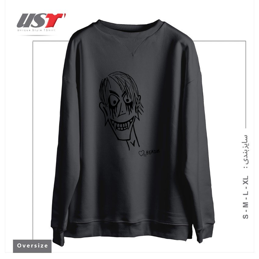 طرح HALLOWEEN DRAKE MAN سوییشرت اورسایزرنگ دودی