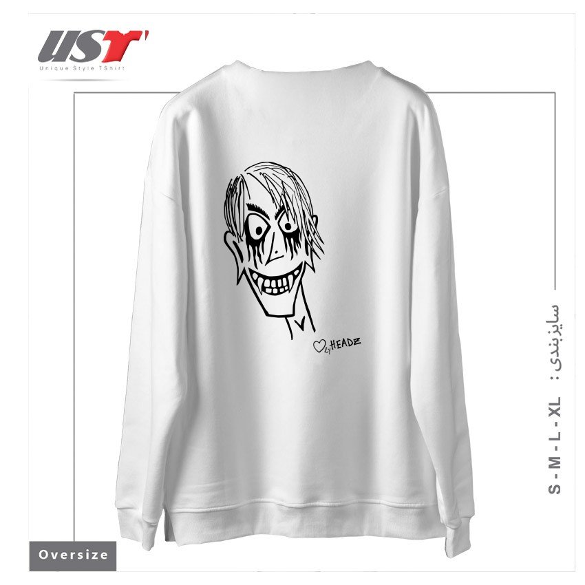 طرح HALLOWEEN DRAKE MAN سوییشرت اورسایزرنگ سفید